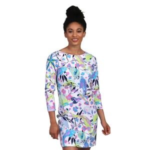 AnaClare Shift Dress Womens XL White Multicolor Coastal Starfish Print  Vacation